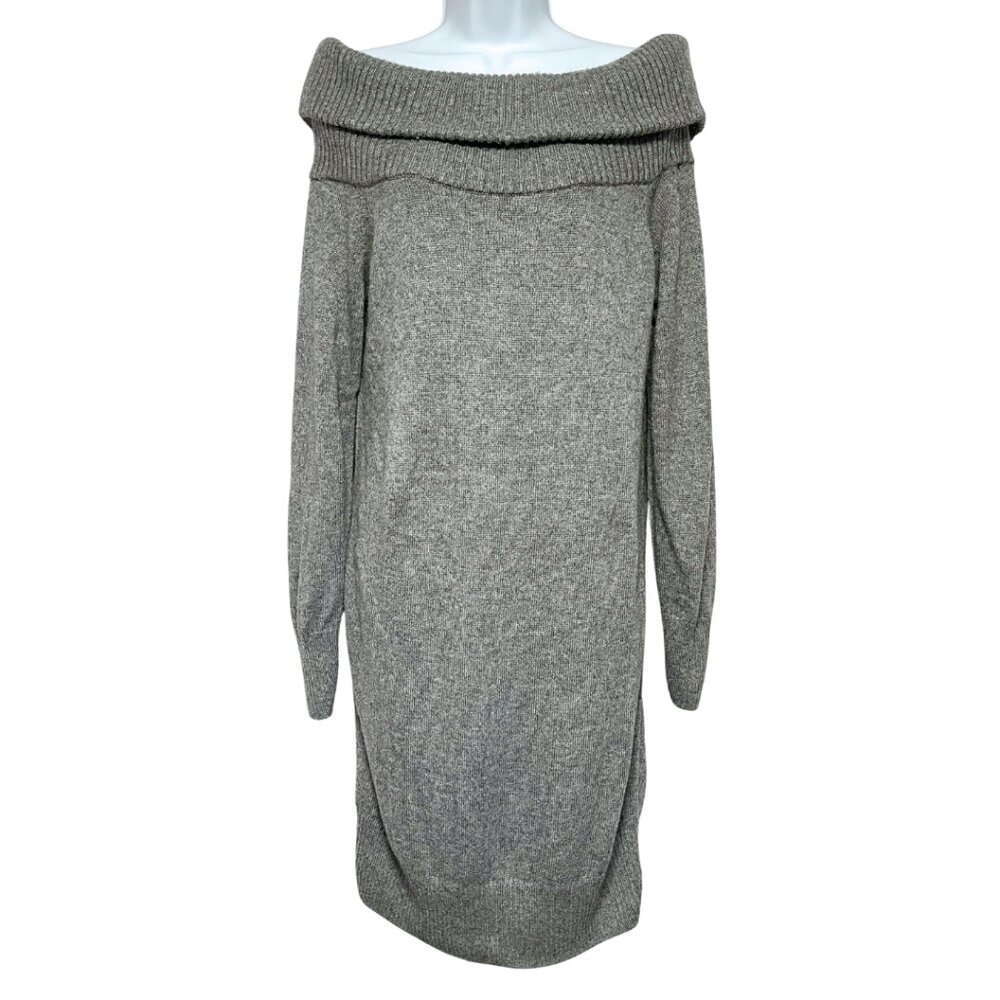 Banana Republic Gray Off-Shoulder Midi Dress